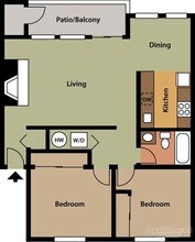 Two Bedroom One Bath D103 floor plan